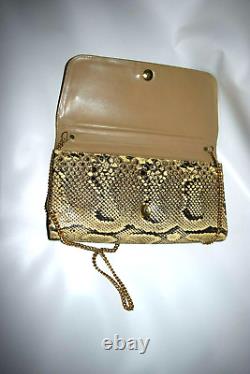 1970's Vintage CUSTOM TAILORED Genuine Python Snakeskin Slim Clutch Shoulder Bag