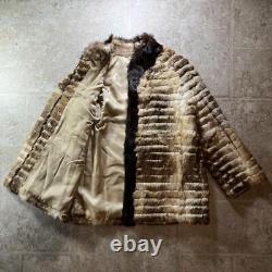 80S Vintage Real Fur Jacket No Collar Design No. 11