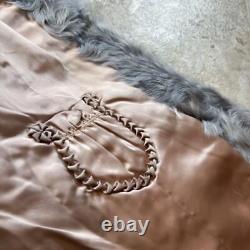 80S Vintage Real Fur Long Jacket Silver Design