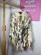 Akhesa Poncho Real Fur Rabbit Fox Raccoon Coat Hooded Size M Vintage