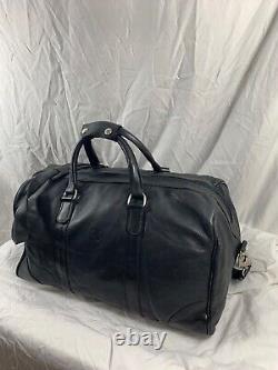Amazing genuine vintage ROOTS Canada black leather duffle travel bag carry all