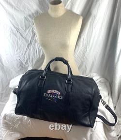 Amazing genuine vintage ROOTS Canada black leather duffle travel bag carry all