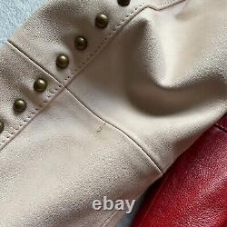 Asos design real leather western jacket studs fringing size 8 vintage cowboy 70s