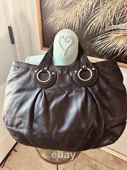 Authentic Vintage SAPAF Classic Black Floral Tooled Leather Shoulder Bag