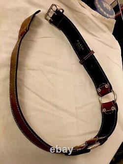 Azzedine Alaia Genuine Vintage Brown Leather Chrome Buckle Waist Belt Size 75