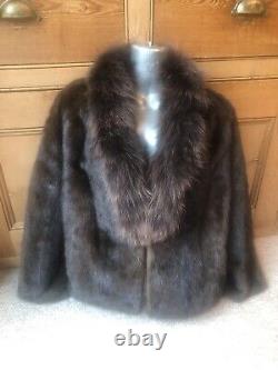 B2-1Vintage New Design 100% High Quality real fox Collar With Mink Fur Coat