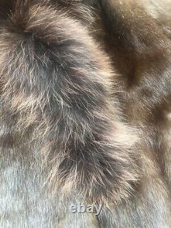 B2-1Vintage New Design 100% High Quality real fox Collar With Mink Fur Coat