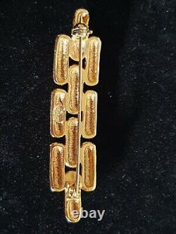 Beautiful Vintage Genuine Givenchy Textured Gold Tone Watchstrap Design Brooch