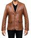 Blazer Coat Biker Brown Motorcycle Men's Vintage Top Real Sheep Leather Jacket