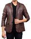 Blazer Coat Biker Cognac Motorcycle Men's Vintage Top Real Sheep Leather Jacket