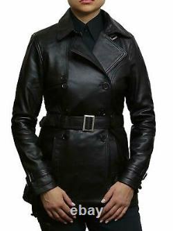 Brandslock Ladies Genuine Leather Biker Jacket Coat Classic Design Vintage Retro