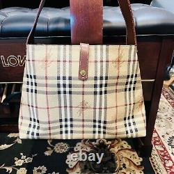 Burberry Nova Check Genuine Leather Vintage Handbag/Shoulders/Satchels Bag