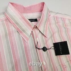 Burberry Vintage Shirt Large Mens Pink Short Sleeve Striped Genuine Regular Fit