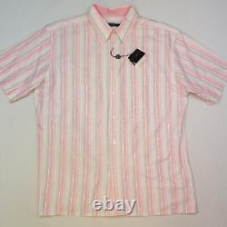 Burberry Vintage Shirt Large Mens Pink Short Sleeve Striped Genuine Regular Fit