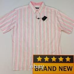 Burberry Vintage Shirt Large Mens Pink Short Sleeve Striped Genuine Regular Fit