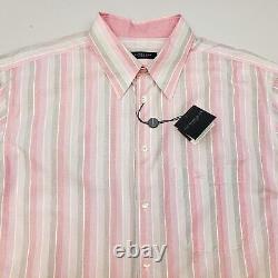 Burberry Vintage Shirt Large Mens Pink Short Sleeve Striped Genuine Regular Fit