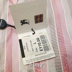 Burberry Vintage Shirt Large Mens Pink Short Sleeve Striped Genuine Regular Fit