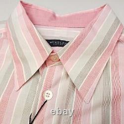 Burberry Vintage Shirt Large Mens Pink Short Sleeve Striped Genuine Regular Fit