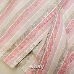 Burberry Vintage Shirt Large Mens Pink Short Sleeve Striped Genuine Regular Fit