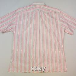 Burberry Vintage Shirt Large Mens Pink Short Sleeve Striped Genuine Regular Fit