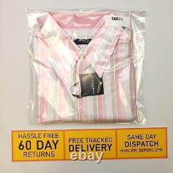 Burberry Vintage Shirt Large Mens Pink Short Sleeve Striped Genuine Regular Fit