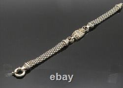 DESIGNER 925 Silver & 14K GOLD Vintage Genuine Diamonds Chain Bracelet- BT8370