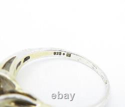 DESIGNER 925 Silver Vintage Genuine Diamonds Solitaire Ring Sz 9 RG7692