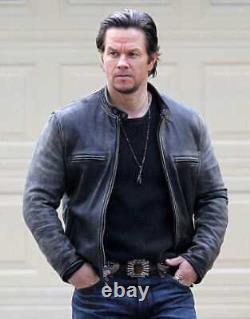Daddy's Home Mark Wahlberg Contraband Leather Vintage Black Men Biker Jacket
