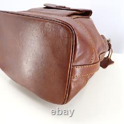 Designer Bonia Vintage Distressed Leather Bucket Shoulder Bag in Brown Y2K