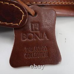 Designer Bonia Vintage Distressed Leather Bucket Shoulder Bag in Brown Y2K