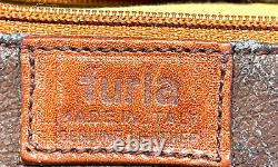 FURLA Vintage Genuine Leather Made in Italy Croc Embossed Shoulder Bag Brown