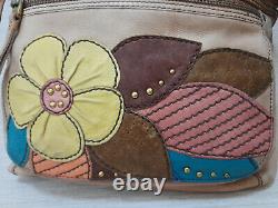 Fossil Vintage A genuine leather shoulder bag, embroidered with flowers