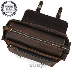GENUINE LEATHER Mens Camera Bag Designer Vintage Travel Sling Crossbody Handbag