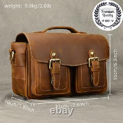 GENUINE LEATHER Mens Camera Bag Designer Vintage Travel Sling Crossbody Handbag