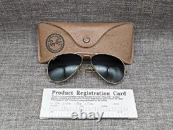 Genuine Bausch & Lomb Ray-Ban Aviator Vintage Sunglasses 58/14 Gold / Green