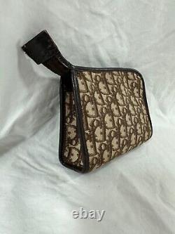 Genuine CHRISTIAN DIOR vintage brown canvas clutch cosmetics bag