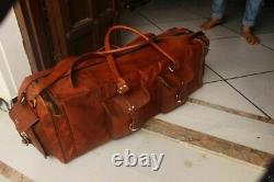 Genuine Leather large designer vintage duffle travel gym weekend overnight bag