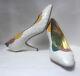 Genuine Ostrich Size 7uk White Lanzoni & B Exquisite Vintage Design Of The 70s