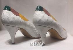 Genuine Ostrich Size 7UK White LANZONI & b Exquisite Vintage Design of The 70s