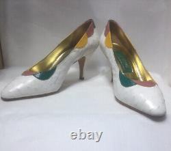 Genuine Ostrich Size 7UK White LANZONI & b Exquisite Vintage Design of The 70s