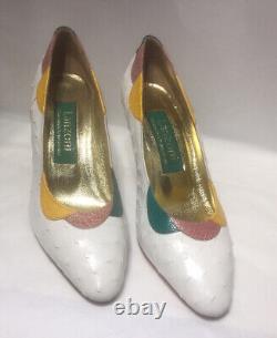 Genuine Ostrich Size 7UK White LANZONI & b Exquisite Vintage Design of The 70s