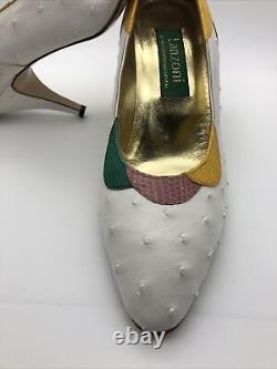 Genuine Ostrich Size 7UK White LANZONI & b Exquisite Vintage Design of The 70s