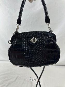 Genuine vintage BRIGHTON black leather shoulder bag with croc pattern crossbody