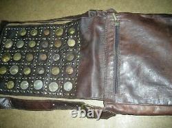 Handbag genuine leather shoulder bag purse Moroccan vintage look coins decorated