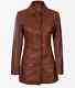 Handmade Women's Cognac Vintage Sheep Leather Blazer Coat Napa Leather Brown
