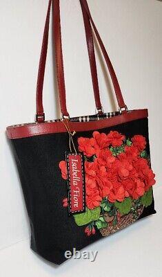 Isabella Fiore 3d Floral Basket, Beaded, Multi Media Applique, Shoulder Bag Nwt$345