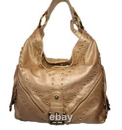 Isabella Fiore Carina Large Metal Of Honor Leather Hobo Accents Shoulder $795