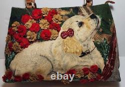 Isabella Fiore Doggy Diva, 3d Floral, Beaded, Multi Media Applique, Handbag Nwt $365