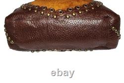 Isabella Fiore Hendrix Studded Dijon Leather Hair On Shoulder Handbag Hobo $695