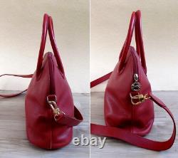 LONGCHAMP Paris Vintage Bolide Cherry Red Genuine Leather Bag (M) France